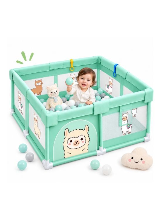 CORRAL INFANTIL PARA BEBÉ LLAMAS VERDE - 3