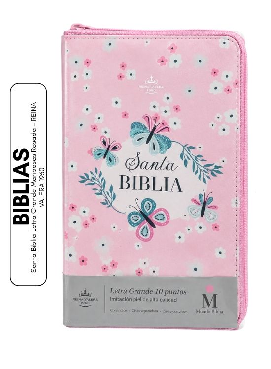 SANTA BIBLIA LETRA GRANDE MARIPOSAS ROSADA – REINA VALERA 1960 - 1