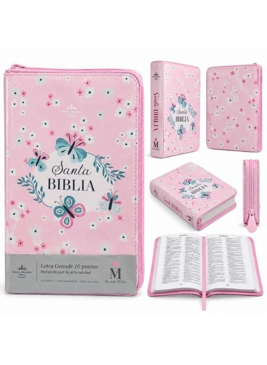 SANTA BIBLIA LETRA GRANDE MARIPOSAS ROSADA – REINA VALERA 1960 - 2