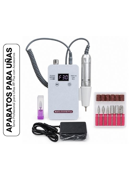 TORNO PROFESIONAL PARA UÑAS R9 PLUS CON ACCESORIOS - 1