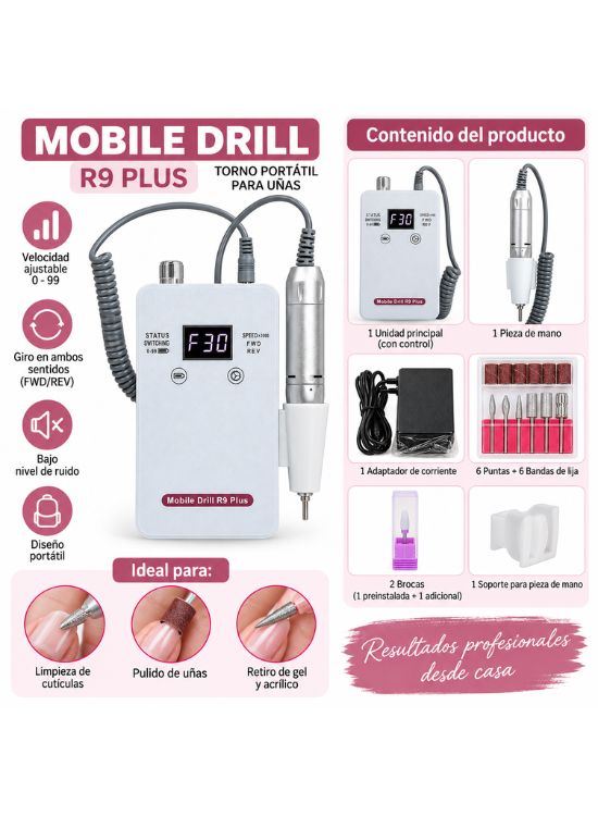 TORNO PROFESIONAL PARA UÑAS R9 PLUS CON ACCESORIOS - 2