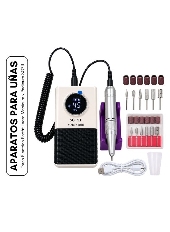TORNO ELÉCTRICO PORTÁTIL PARA MANICURE Y PEDICURE SG711 - 1
