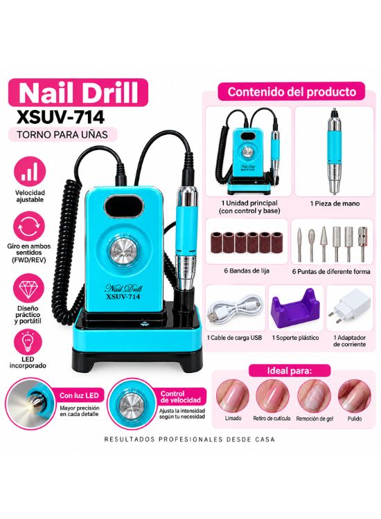 TORNO ELÉCTRICO PARA MANICURE XSUV-714 CON BASE - 3