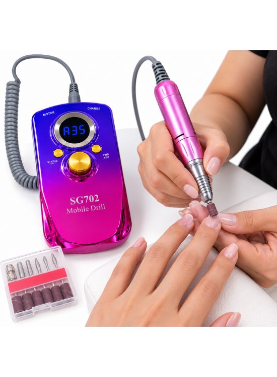 TORNO ELÉCTRICO RECARGABLE PARA MANICURE SG702 FUCSIA - 3