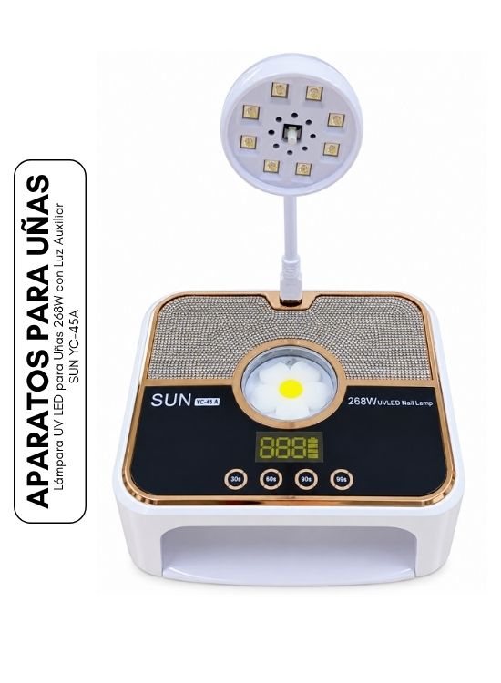 LÁMPARA UV LED PARA UÑAS 268W CON LUZ AUXILIAR SUN YC-45A - 1