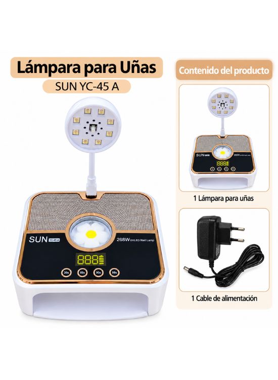 LÁMPARA UV LED PARA UÑAS 268W CON LUZ AUXILIAR SUN YC-45A - 2