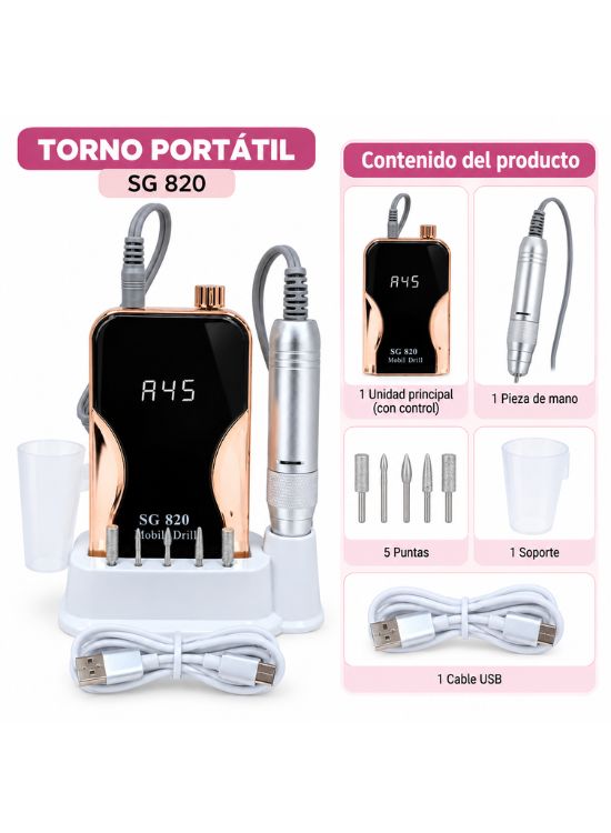 TORNO PROFESIONAL PARA MANICURE SG820 CON SOPORTE - 2