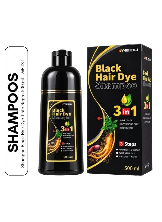 SHAMPOO BLACK HAIR DYE TINTE NEGRO 500 ML - MEIDU - 1