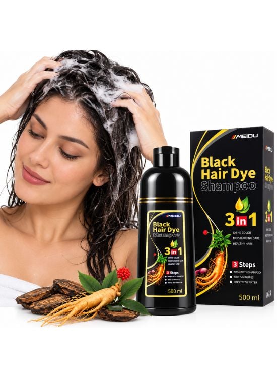 SHAMPOO BLACK HAIR DYE TINTE NEGRO 500 ML - MEIDU - 3