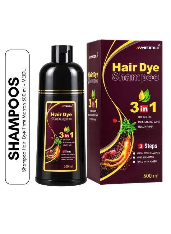 SHAMPOO HAIR DYE TINTE MARRÓN 500 ML - MEIDU - 1