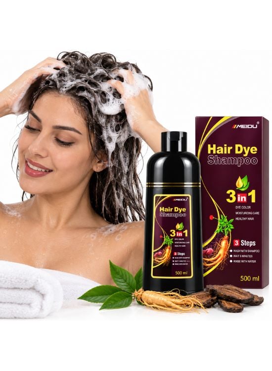 SHAMPOO HAIR DYE TINTE MARRÓN 500 ML - MEIDU - 3