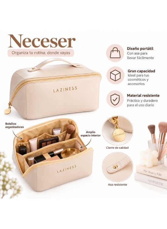 NECESER ESTUCHE DE COSMÉTICOS PU CON ASA LAZINESS - 3