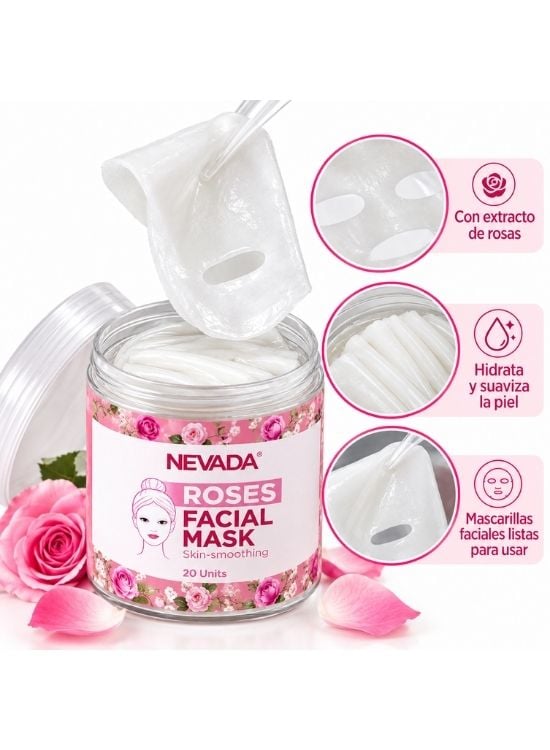 MASCARILLA FACIAL ROSA 20 UNI. - NEVADA - 2