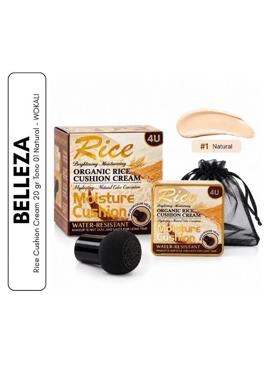 RICE CUSHION CREAM 20 GR TONO 01 NATURAL - WOKALI - 1