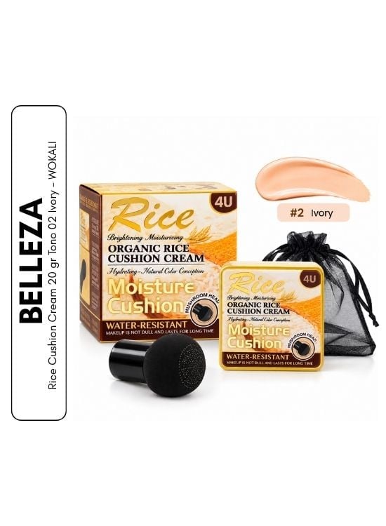 RICE CUSHION CREAM 20 GR TONO 02 IVORY - WOKALI - 1