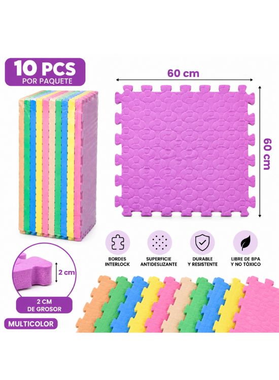 PISOS DIDÁCTICOS MULTICOLOR ALTO RELIEVE 10 PIEZAS - 2