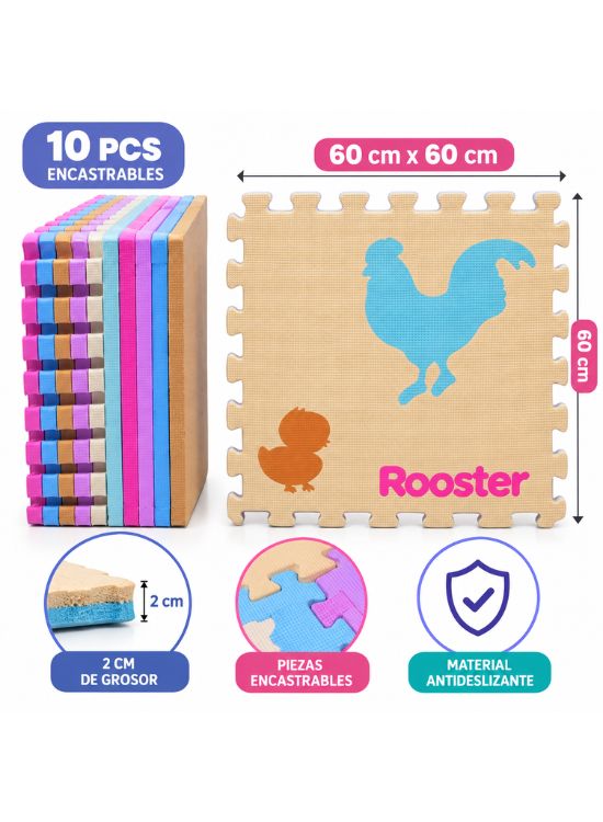 PISOS DIDÁCTICOS PARA BEBES PASTEL CON DISEÑO 10 PIEZAS - 2