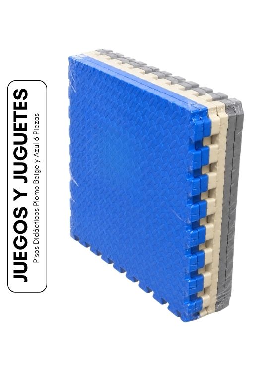 PISOS DIDÁCTICOS PLOMO BEIGE Y AZUL 6 PIEZAS - 1