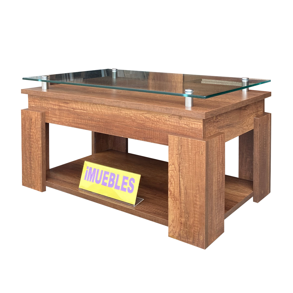 MESA DE CENTRO CON TABLERO DE VIDRIO MODELO GALLO CARAMELO - TEMEL - 2