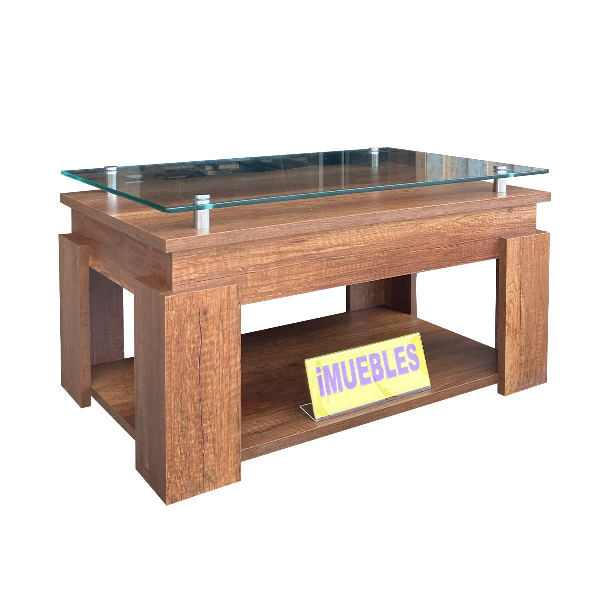 MESA DE CENTRO CON TABLERO DE VIDRIO MODELO GALLO CARAMELO - TEMEL - 3