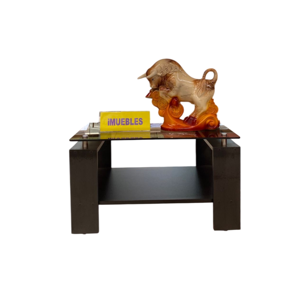MESA DE CENTRO CON VIDRIO COLOR WENGUE MODELO MISS - TEMEL - 1