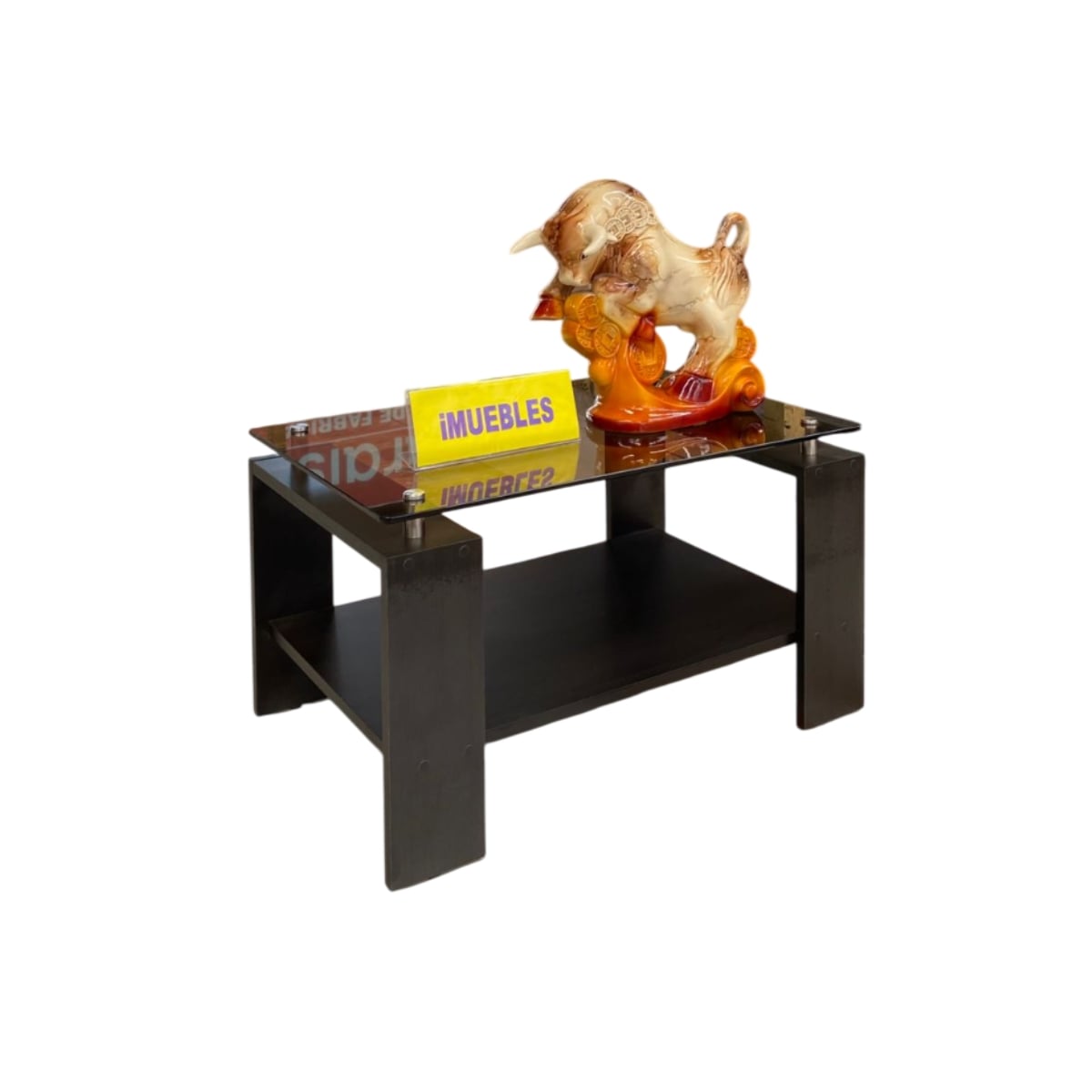 MESA DE CENTRO CON VIDRIO COLOR WENGUE MODELO MISS - TEMEL - 2