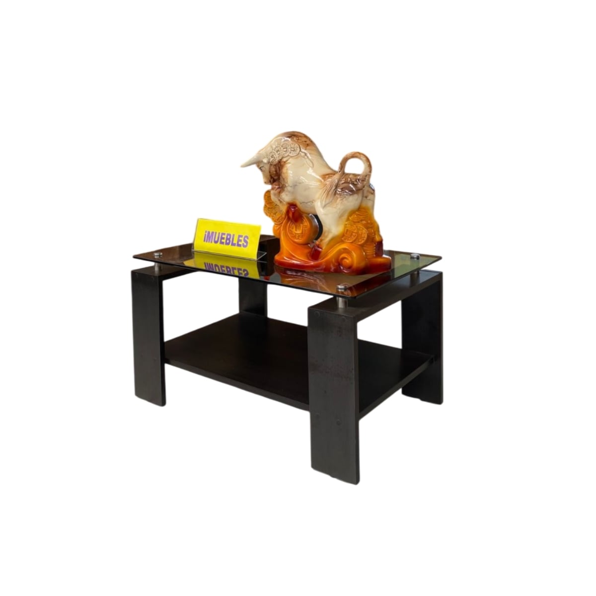 MESA DE CENTRO CON VIDRIO COLOR WENGUE MODELO MISS - TEMEL - 3