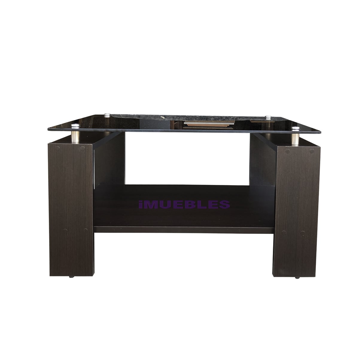 MESA DE CENTRO CON VIDRIO COLOR WENGUE MODELO MISS - TEMEL - 4