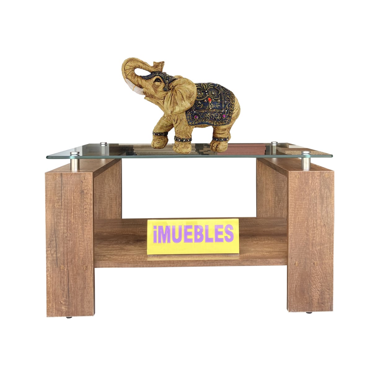 MESA DE CENTRO CON VIDRIO CARAMELO MODELO MISS - TEMEL - 1