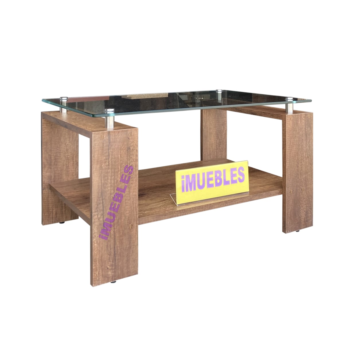 MESA DE CENTRO CON VIDRIO CARAMELO MODELO MISS - TEMEL - 2