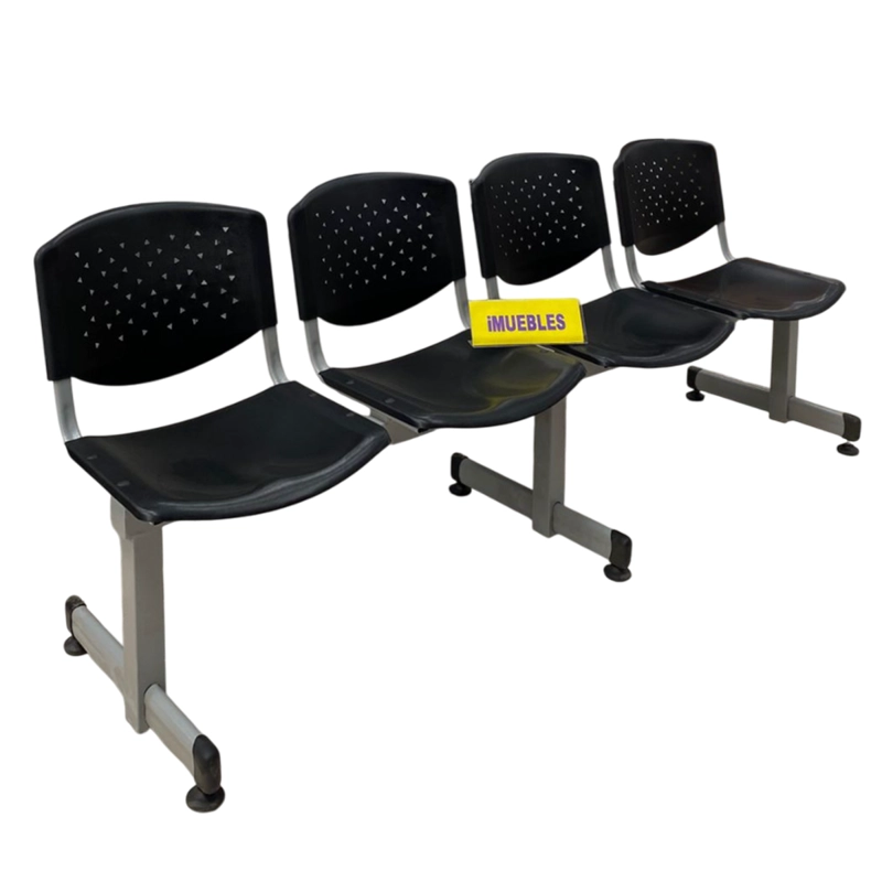 BANCA DE ESPERA TÁNDEM DE 4 ASIENTOS COLOR NEGRO – MODELO T4 – TEMEL - 1