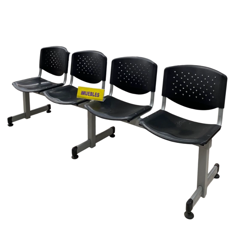 BANCA DE ESPERA TÁNDEM DE 4 ASIENTOS COLOR NEGRO – MODELO T4 – TEMEL - 2