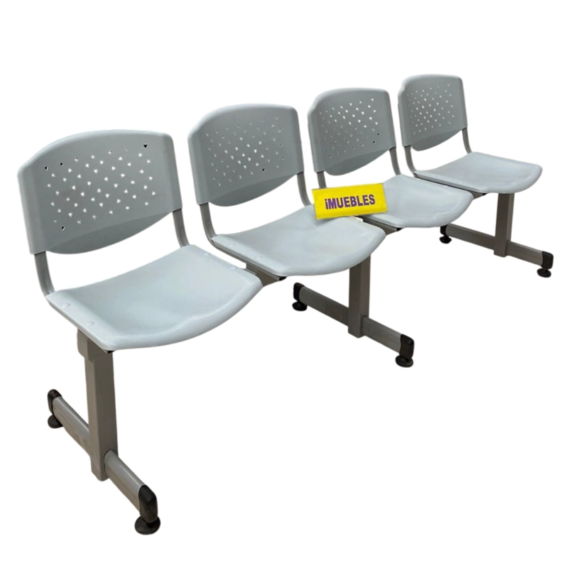 BANCA DE ESPERA TÁNDEM DE 4 ASIENTOS COLOR GRIS – MODELO T4 – TEMEL - 1
