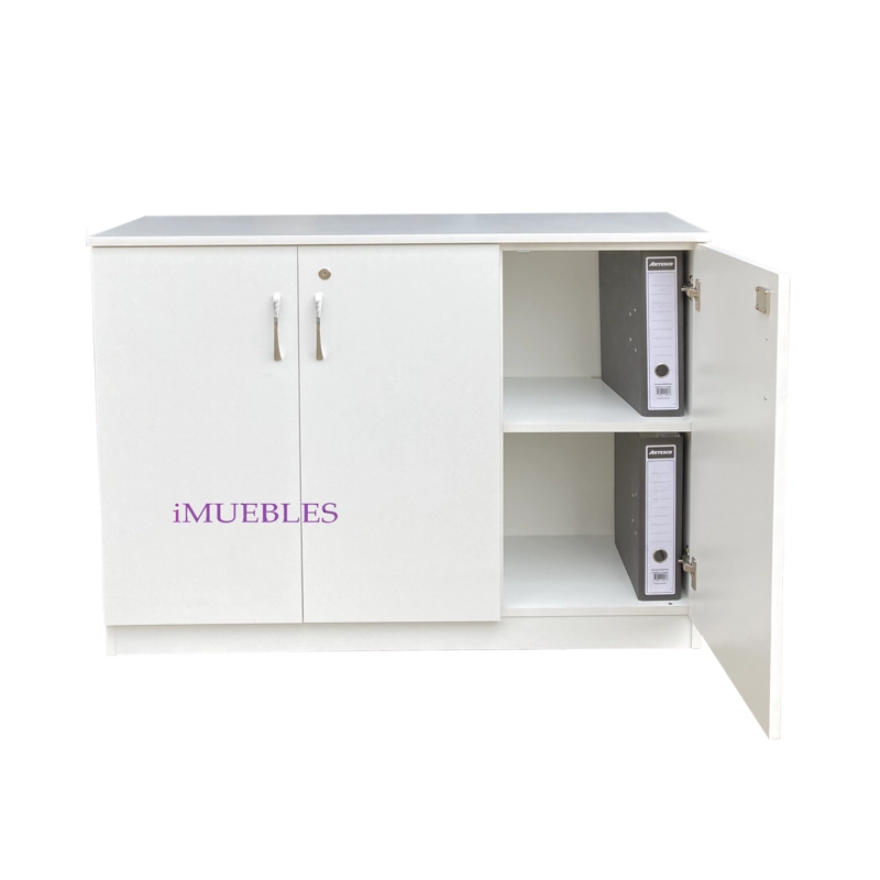 CREDENZA MUEBLE DE OFICINA. 03 PUERTAS CON LLAVE. COLOR BLANCO - TEMEL - 1