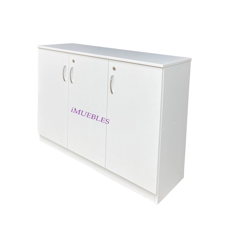 CREDENZA MUEBLE DE OFICINA. 03 PUERTAS CON LLAVE. COLOR BLANCO - TEMEL - 2