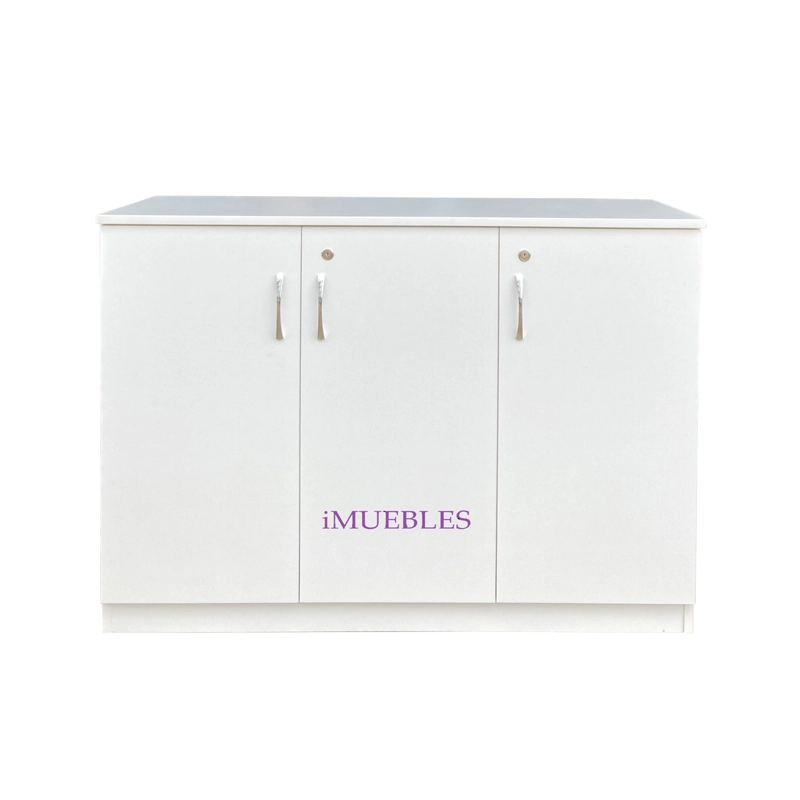 CREDENZA MUEBLE DE OFICINA. 03 PUERTAS CON LLAVE. COLOR BLANCO - TEMEL - 4