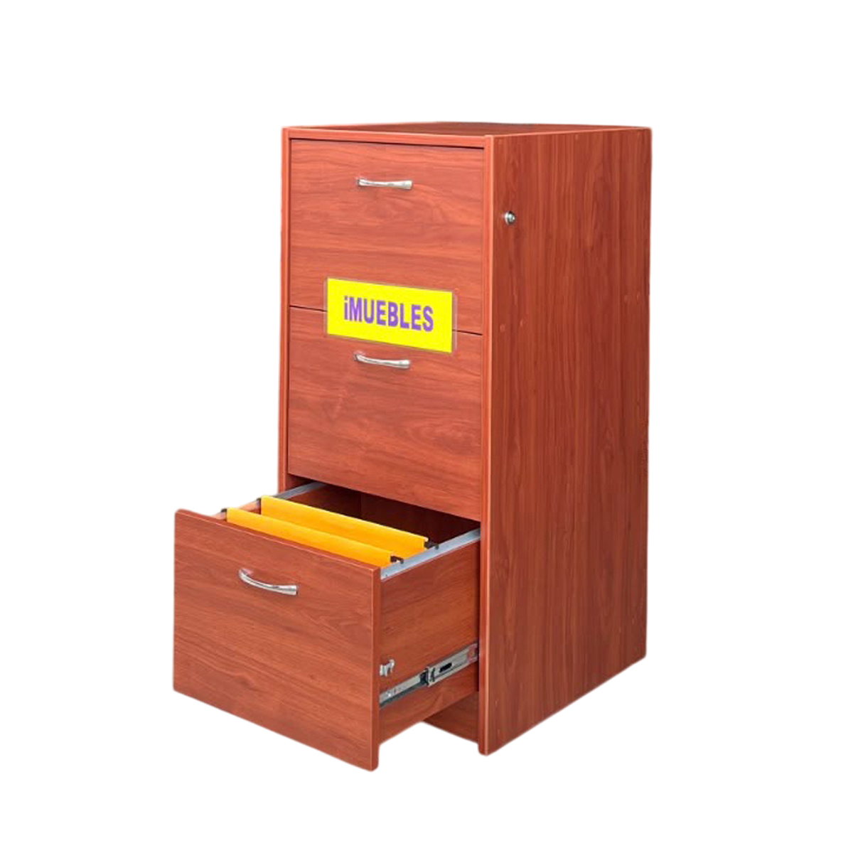 ARCHIVADOR OFICINA, CAJONERA 03 PARA FOLDER COLGANTE LLAVE COLOR CEDRO - TEMEL - 1