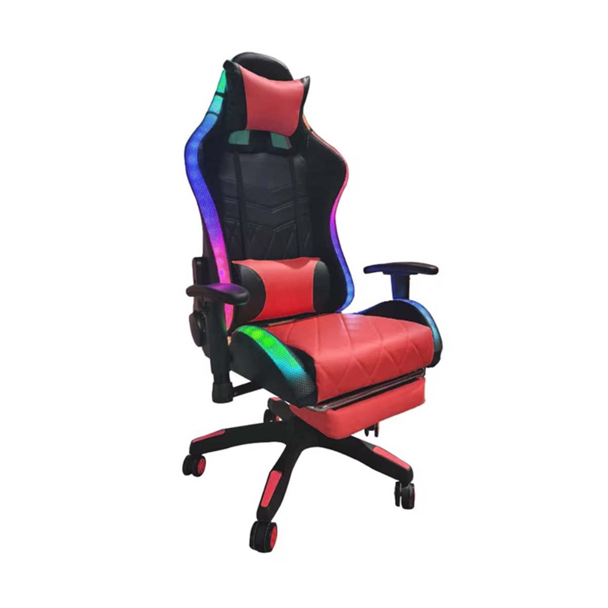 SILLA GAMER TEMEL ROJO RECLINA 180° REPOSAPIÉS Y LUCES RGB - 1