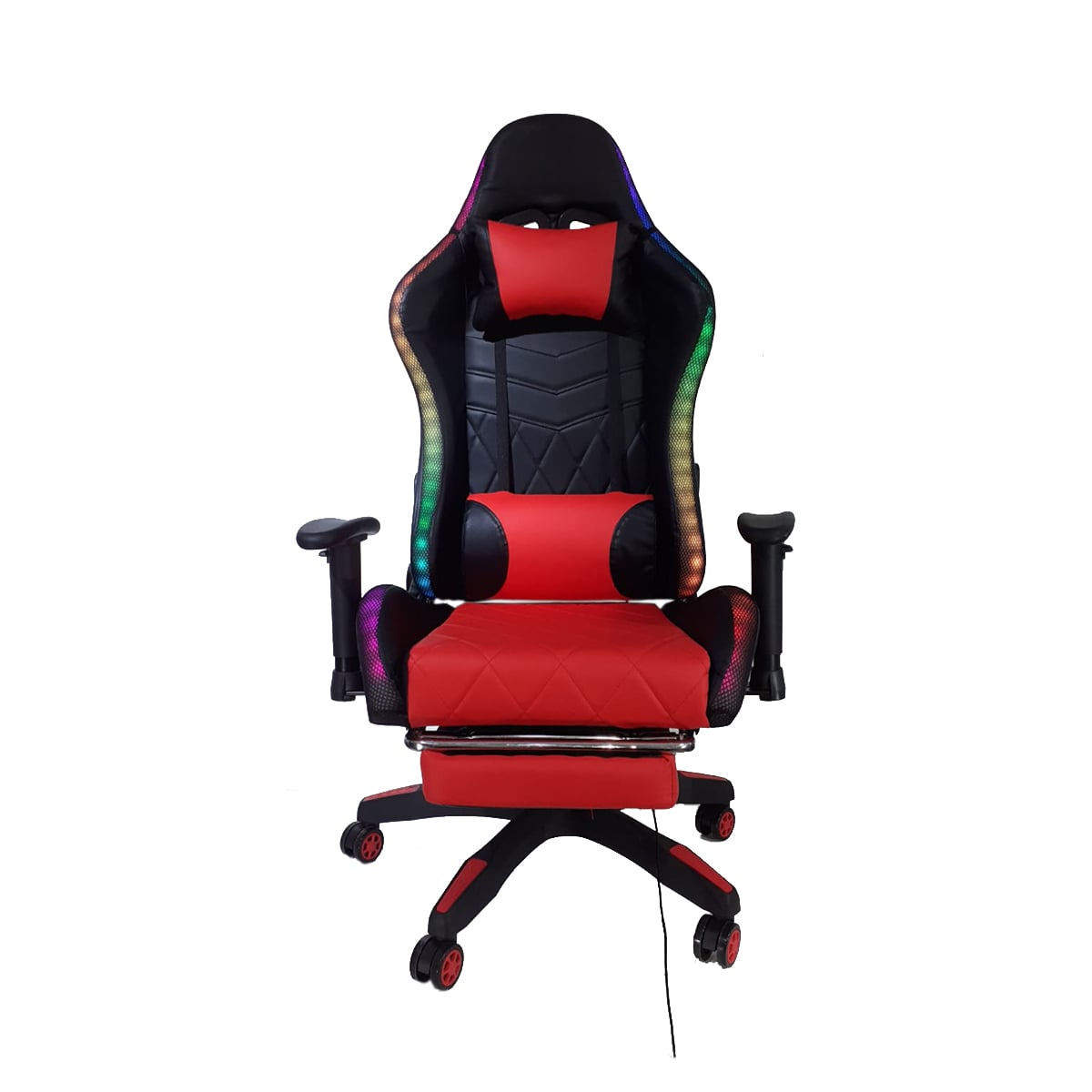SILLA GAMER TEMEL ROJO RECLINA 180° REPOSAPIÉS Y LUCES RGB - 2