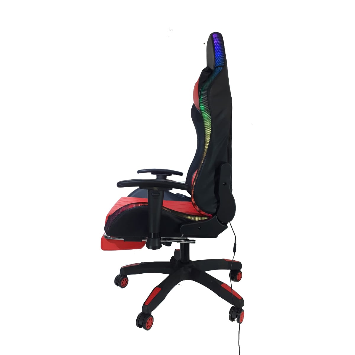 SILLA GAMER TEMEL ROJO RECLINA 180° REPOSAPIÉS Y LUCES RGB - 3