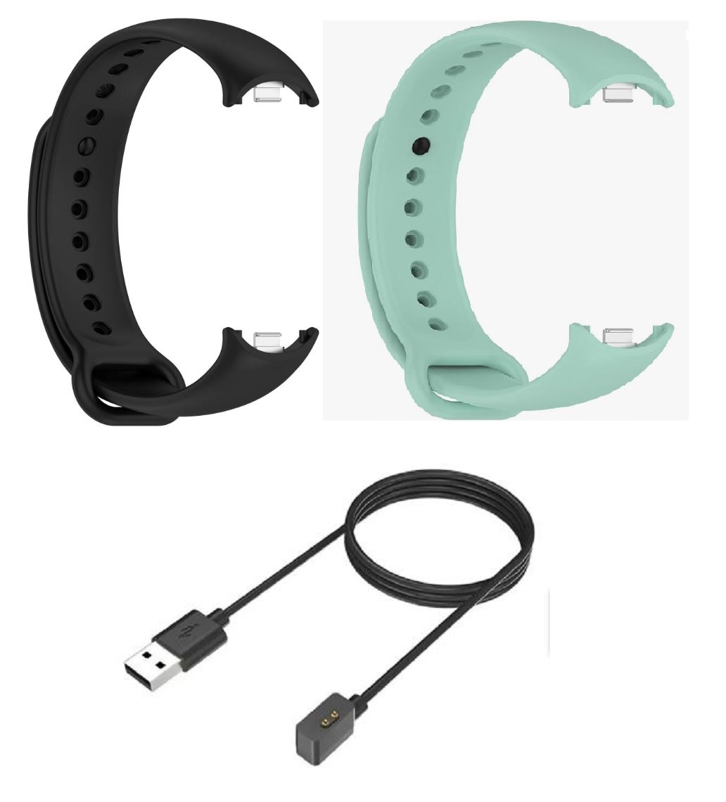 CORREA SILICONA XIAOMI MI BAND 8 X 2 UNIDADES + CARGADOR - 1