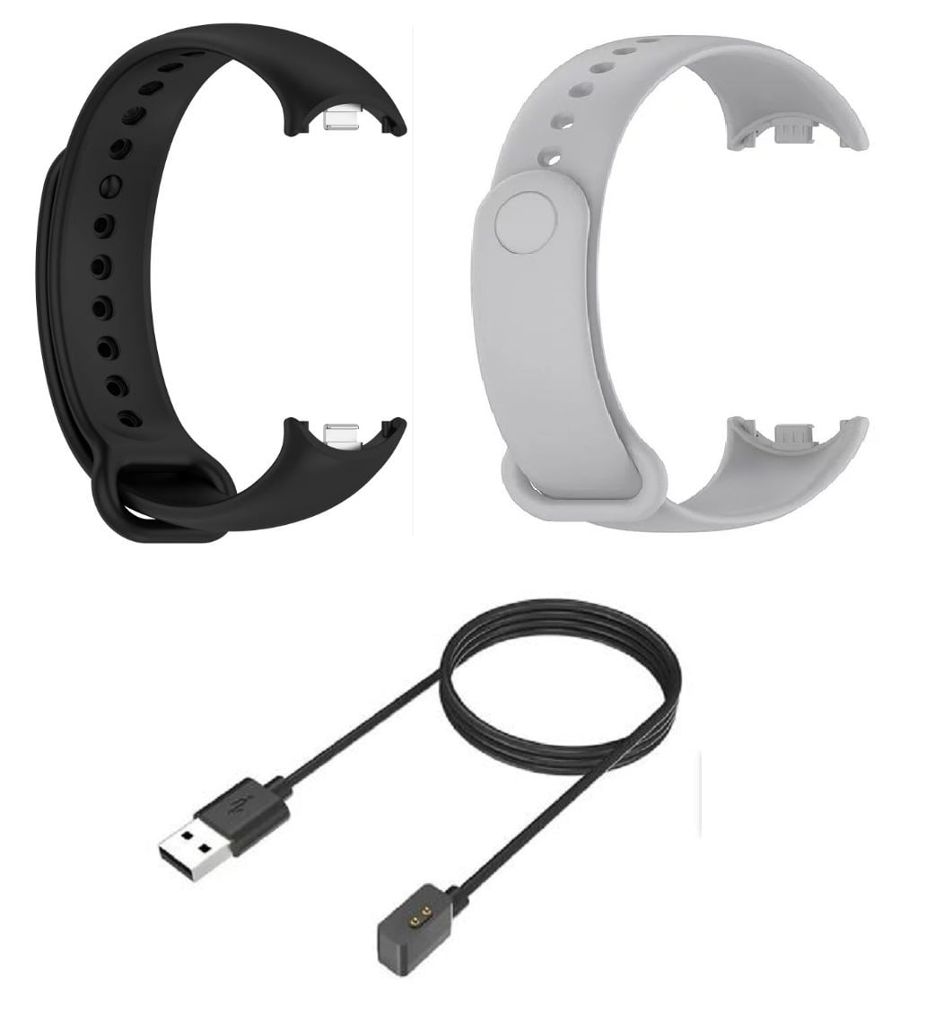 CORREA SILICONA XIAOMI MI BAND 8 X 2 UNIDADES + CARGADOR - 1