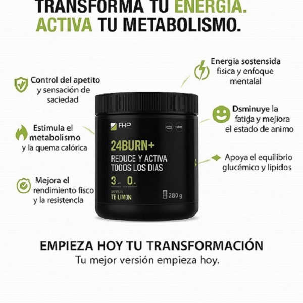QUEMADOR DE GRASA FHP 24BURN+ TÉ LIMÓN 280G LIMÓN - 1