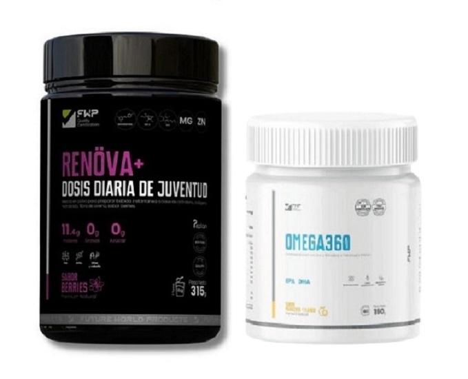 RENÖVA+ COLÁGENO HIDROLIZADO BERRIES 315G + OMEGA 360 SUPLEMENTO OMEGA 3 150G FWP - 1
