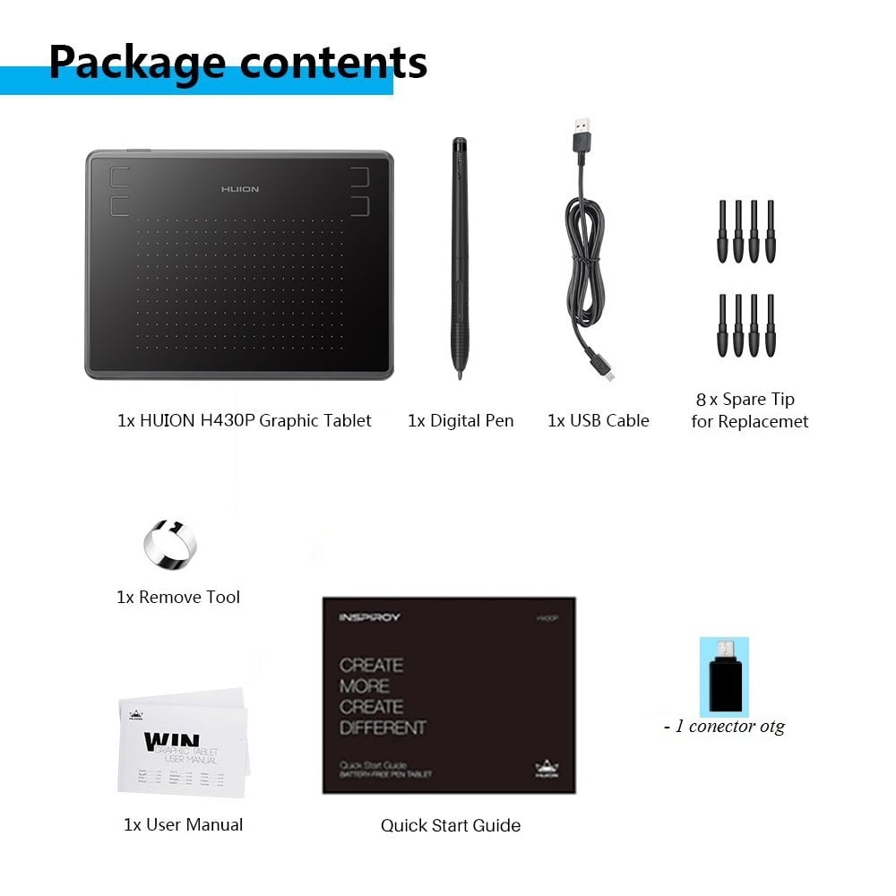 TABLETA GRAFICA DIGITAL HUION INSPIROY H430P - 2