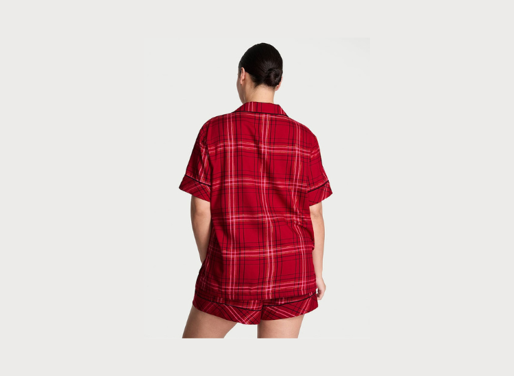 CONJUNTO DE PIJAMA CORTO DE FRANELA VICTORIA'S SECRET ROJO - 2