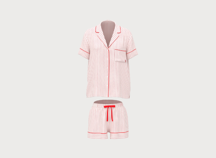 CONJUNTO DE PIJAMA CORTO DE FRANELA VICTORIA'S SECRET ROSADO - 4