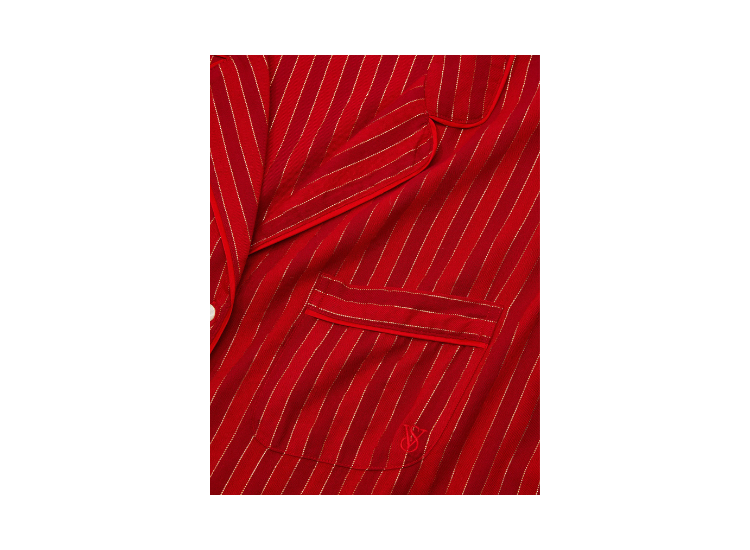 CONJUNTO DE PIJAMA LARGO DE FRANELA ROJO - 4