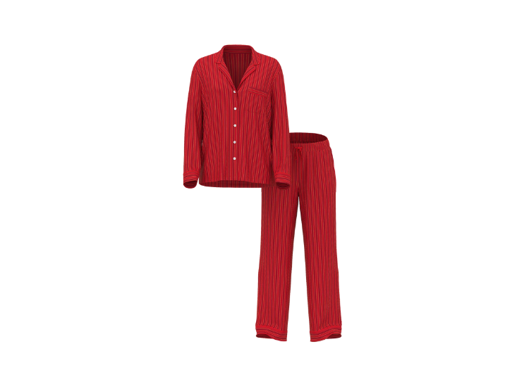 CONJUNTO DE PIJAMA LARGO DE FRANELA ROJO - 5