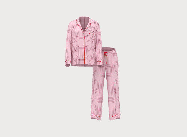 CONJUNTO DE PIJAMA LARGO DE FRANELA ROSADO - 4